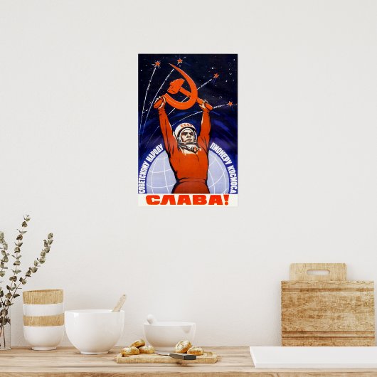 Poster van de Sovjet-ruimtepropaganda (Keuken)