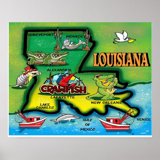 Poster van de staat Louisiana (Voorkant)