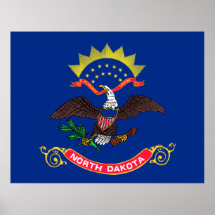 Poster van de staat North Dakota, Vlag in Noord-Da