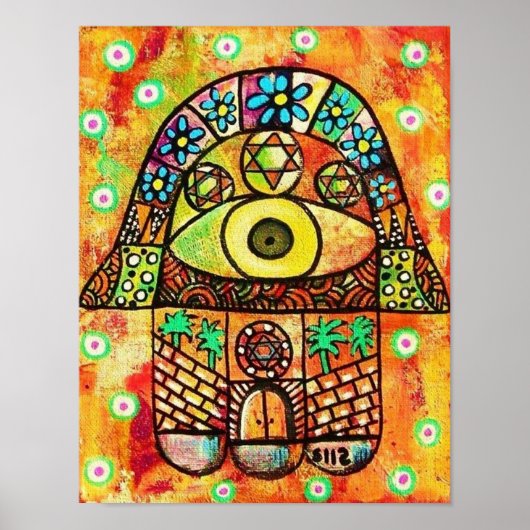 Poster van de stad Jerusalem Hamsa (Voorkant)