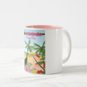 Poster van de strandvakantie met Tamarindo Costa R Tweekleurige Koffiemok (Voorkant rechts)