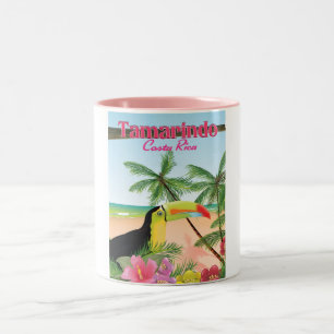 Poster van de strandvakantie met Tamarindo Costa R Tweekleurige Koffiemok