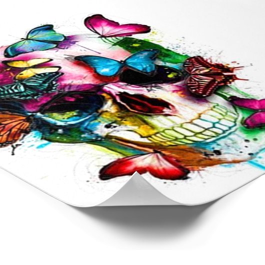 poster van de suikerschedel met vlinderwerking (Hoek)