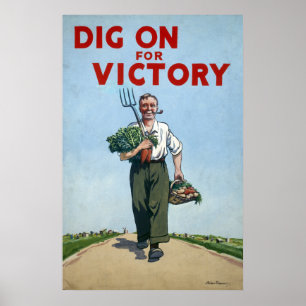 Poster van de Tweede Wereldoorlog - Dig voor overw