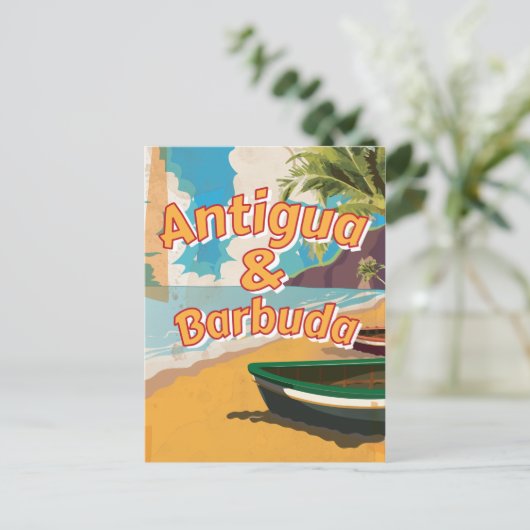  Poster van de vakantie van Antigua en Barbuda Briefkaart (Staand voorkant)