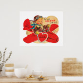 Poster van de Valentijn van een motorvliegtuig (Keuken)