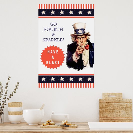 Poster van de vierde partij van juli (Keuken)