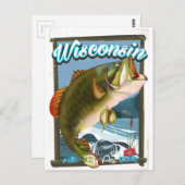 Poster van de visvangst van de staat Wisconsin Briefkaart (Voorkant / Achterkant)