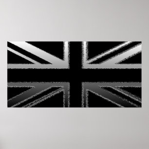 Poster van de vlag van Black en Silver Grey Union
