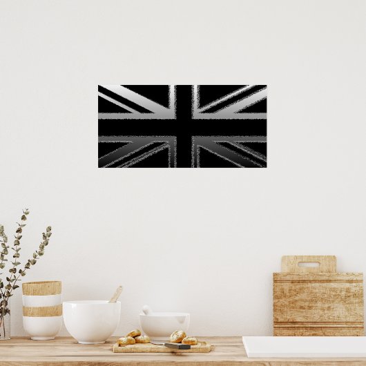 Poster van de vlag van Black en Silver Grey Union (Keuken)