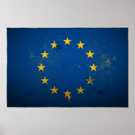 Poster van de vlag van de Europese Unie voor stede