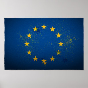 Poster van de vlag van de Europese Unie voor stede