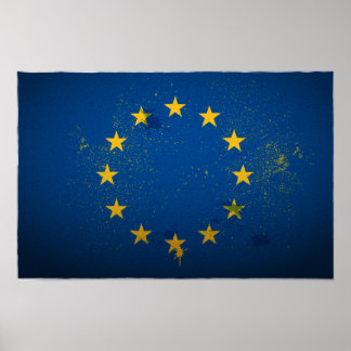Poster van de vlag van de Europese Unie voor stede