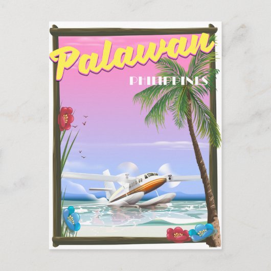 Poster van de vlucht van Palawan Filipijnen Briefkaart (Voorkant)
