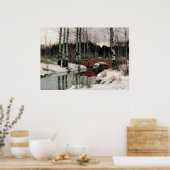 Poster van de vogelboomwinterduimschilderkunst (Keuken)