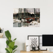 Poster van de vogelboomwinterduimschilderkunst (Thuiskantoor)