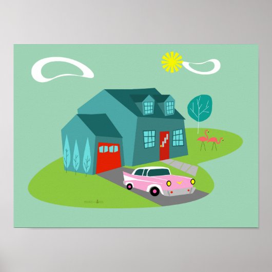 Poster van de voorstad Retro (Voorkant)