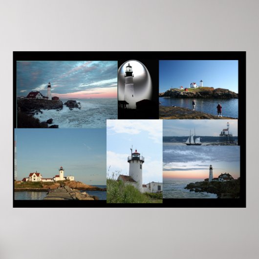 Poster van de vuurtoren Collage! (Voorkant)