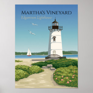 Poster van de vuurtoren van Edgartown