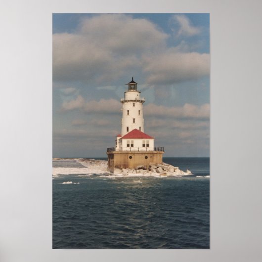 Poster van de vuurtoren van het meer van Michigan (Voorkant)