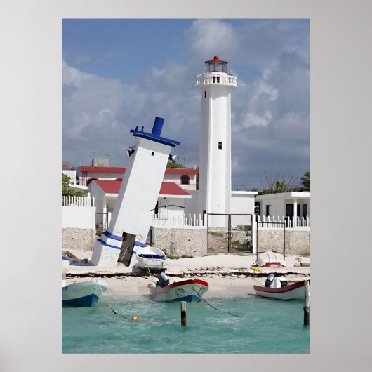 Poster van de vuurtoren van Puerto Morelos (Voorkant)