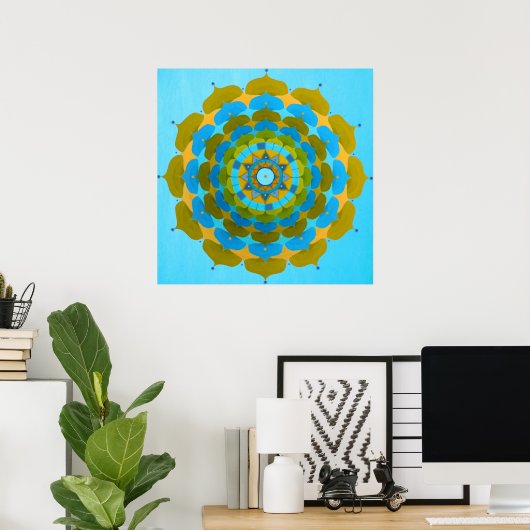Poster van de waterbloem Mandala (Thuiskantoor)