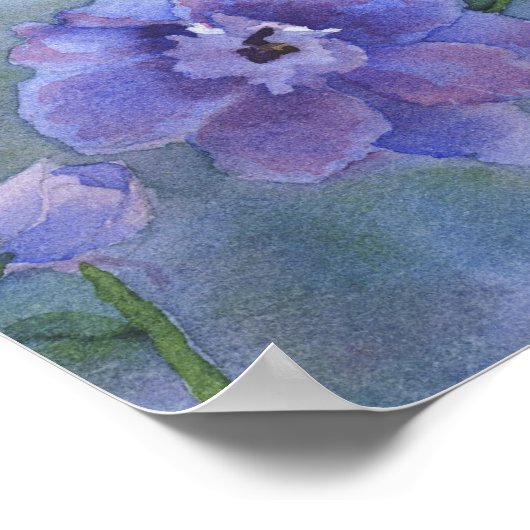 Poster van de waterverf van de bloem met paarse bl (Hoek)