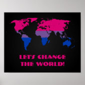 Poster van de wereldkaart van bisexuality pride (Voorkant)