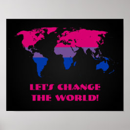 Poster van de wereldkaart van bisexuality pride