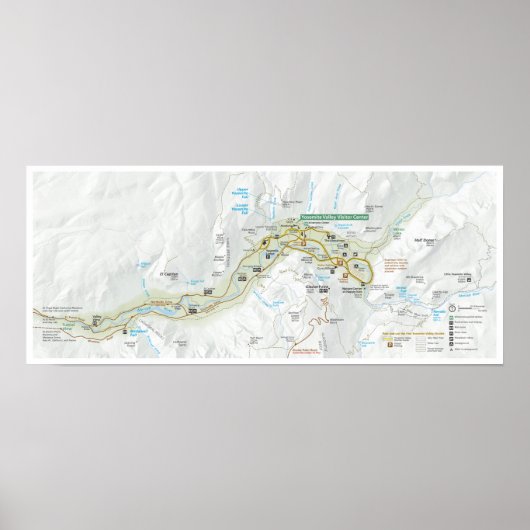 Poster van de Yosemite Valley-plattegrond (Voorkant)