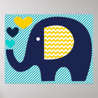 Poster van de zeemacht en de Blauwgroen olifant