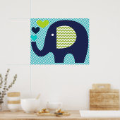 Poster van de zeemacht en de Blauwgroen olifant (Keuken)