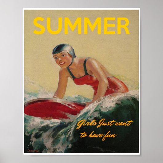 Poster van de zomersurfen van 1930 (Voorkant)