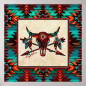 Poster van de zuidwestelijke buffelschedel en pijl (Voorkant)