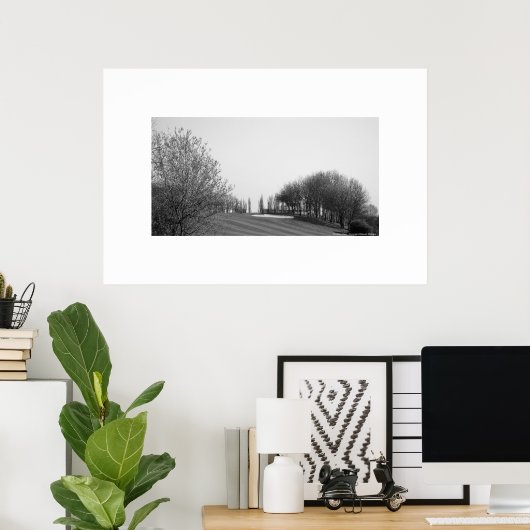 Poster van de zwarte en witte golfbaan Stockley (Thuiskantoor)