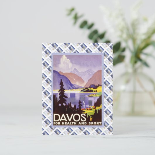 Poster van de Zwitserse Raulway, Davos for health Briefkaart (Staand voorkant)
