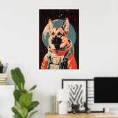 Poster van Duitse Herdershond Astronaut, Duitse He (Thuiskantoor)