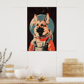 Poster van Duitse Herdershond Astronaut, Duitse He (Keuken)