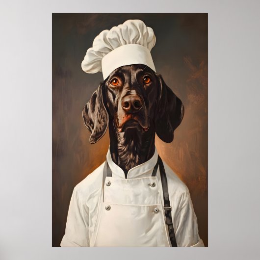 Poster van Duitse Staande Hond in kookmuts (Voorkant)