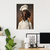 Poster van Duitse Staande Hond in kookmuts (Thuiskantoor)