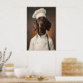 Poster van Duitse Staande Hond in kookmuts (Keuken)