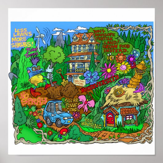Poster van een eco-levensstijl. (Voorkant)