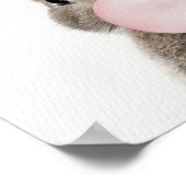 Poster van een konijn dat roze kauwgom blaast (Hoek)