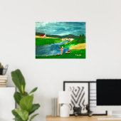 Poster van een meisje dat is gaan vissen (Thuiskantoor)