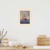 Poster van een vierkant getuigd schip (Keuken)