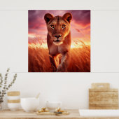 Poster van een Wilde Leeuwin (Keuken)