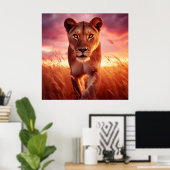 Poster van een Wilde Leeuwin (Thuiskantoor)