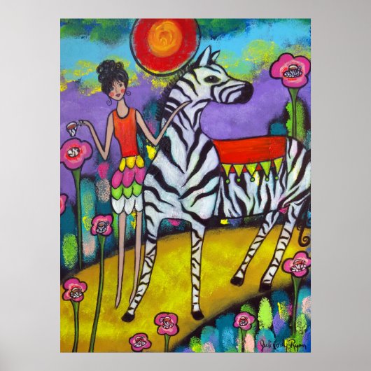 Poster van een Zebra-theepartij (Voorkant)