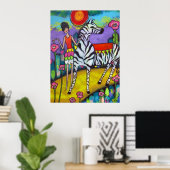 Poster van een Zebra-theepartij (Thuiskantoor)
