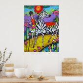 Poster van een Zebra-theepartij (Keuken)